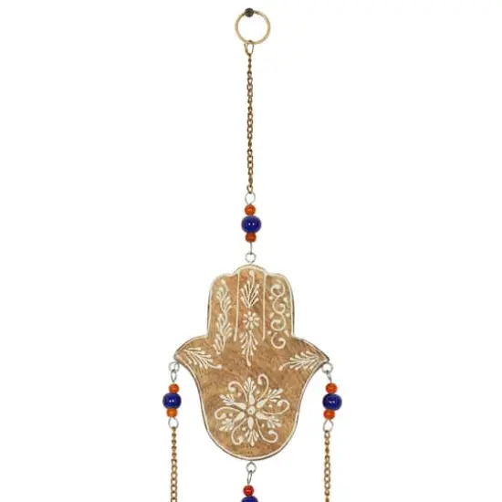 Brown Mango Wood Eclectic Style Windchime, 5" x 32" {5}