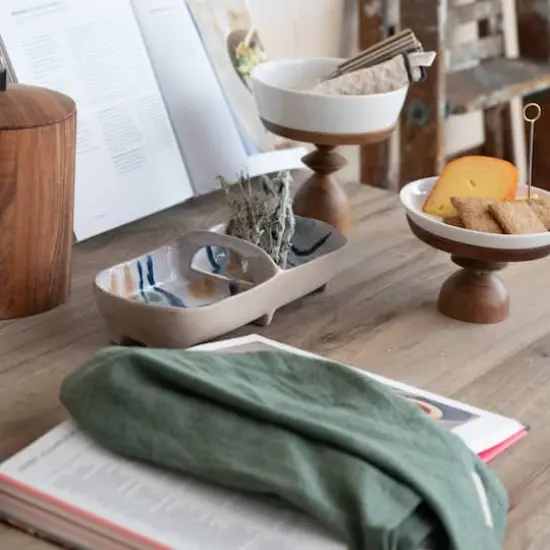 Hello Honey&reg; 11.5" Multicolor Abstract Line Stoneware Server {5}