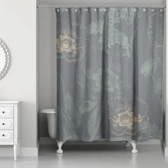 Dark Gray Florals Shower Curtain {3}