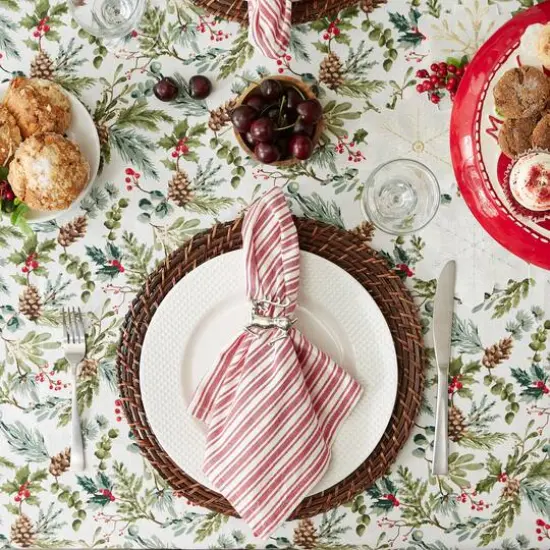 DII&reg; 52" Heritage Holiday Sprigs Printed Tablecloth {7}