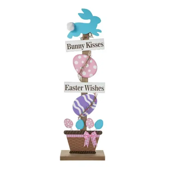 Glitzhome&reg; 35.5" Easter Wooden Bunny & Eggs Porch D&eacute;cor {1}