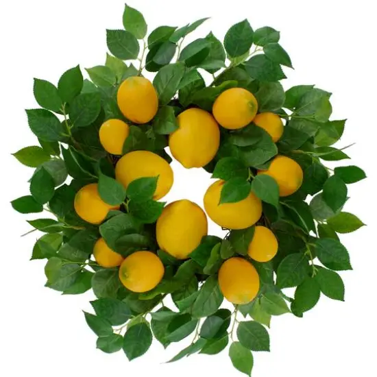 18" Yellow Lemons & Leaves Wreath {1}