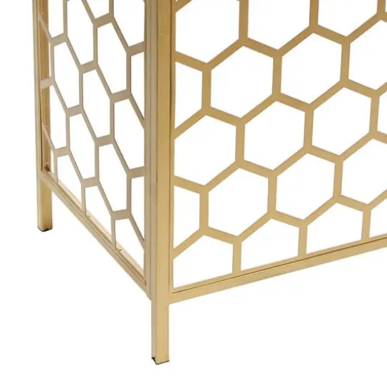 Gold Metal Contemporary Console Table 30" x 42" x 14" {6}