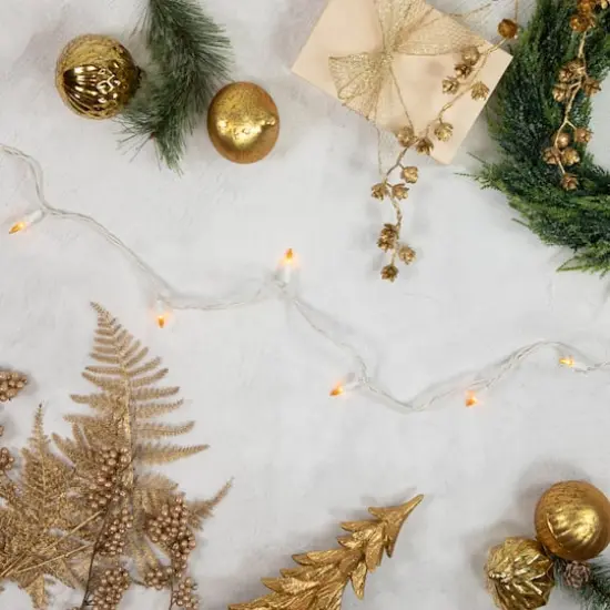 50ct. Opaque Gold Mini Christmas String Lights with White Wire {3}