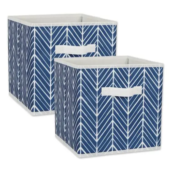 DII&reg; 11" Nautical Blue Herringbone Storage Cube, 2ct. {11}