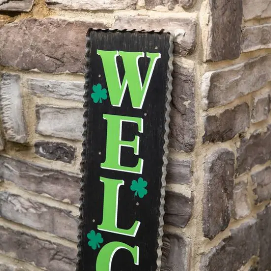Glitzhome&reg; 42'' Lighted St. Patrick's Day Wooden "WELCOME" Porch Sign {5}