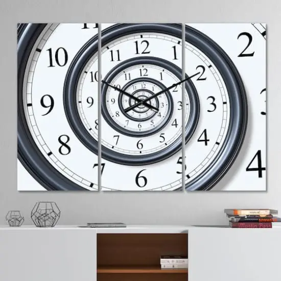 Designart 'Time Spiral Analog Wall Modern Multipanel Wall Clock {3}