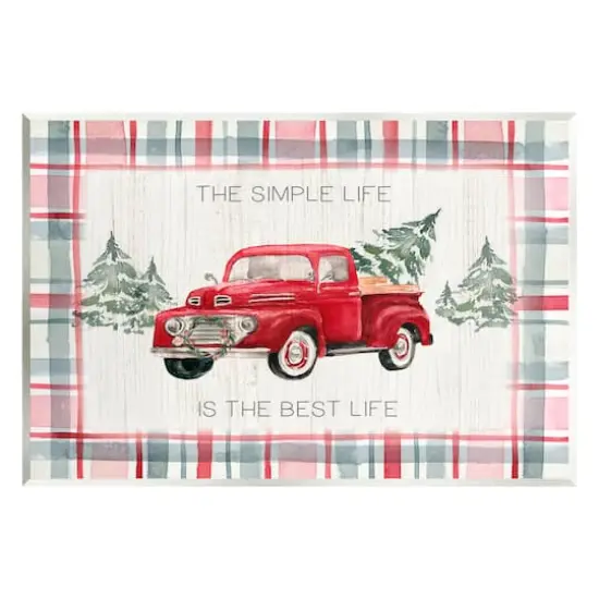 Stupell Industries Simple Life Is Best Plaid Truck Wall Plaque Art {1}