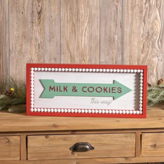 19.5" Framed Milk & Cookies Wall Sign {3}