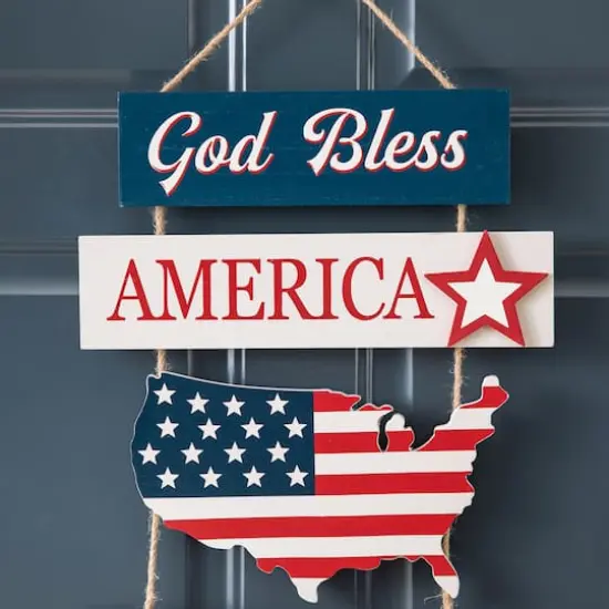 Glitzhome&reg; 21" Patriotic American Sign Door Hanger {4}