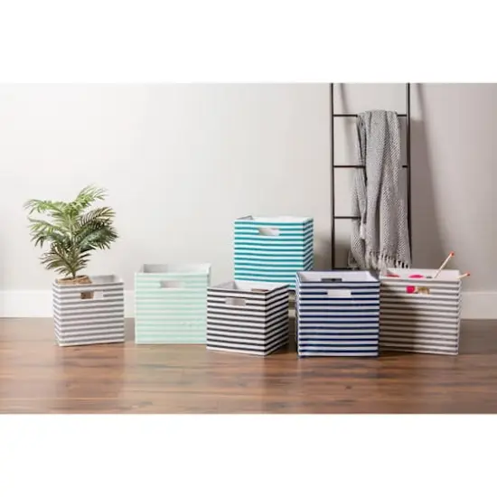 DII&reg; Square Black Pinstripe Polyester Cube {5}