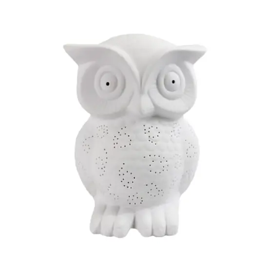 Simple Designs Porcelain Wise Owl Shaped Animal Light Table Lamp {1}