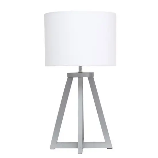 Simple Designs 19" Interlocked Triangular Table Lamp with White Shade Gray and White {1}