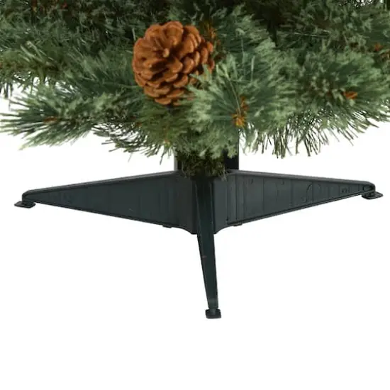 3ft. Pre-Lit White Mountain Pine & Pinecones Artificial Christmas Tree with Clear LED Lights {5}