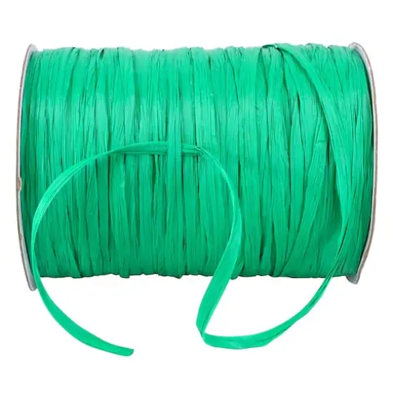 JAM Paper 1/4" Matte Raffia Ribbon, 100yd. Kelly Green {1}