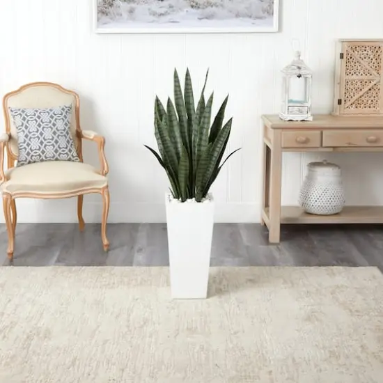 4ft. Sansevieria Plant in White Tower Planter {4}
