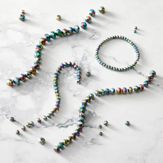 Black Aurora Borealis Faceted Glass Rondelle Bead Strings by Bead Landing™ {3}