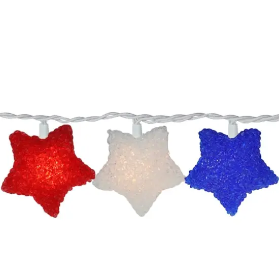 10ct. Red, White & Blue Fourth of July Star String Lights {1}