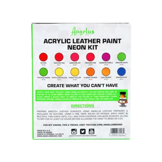 Angelus&reg; 12 Color Neon Acrylic Leather Paint Kit {4}