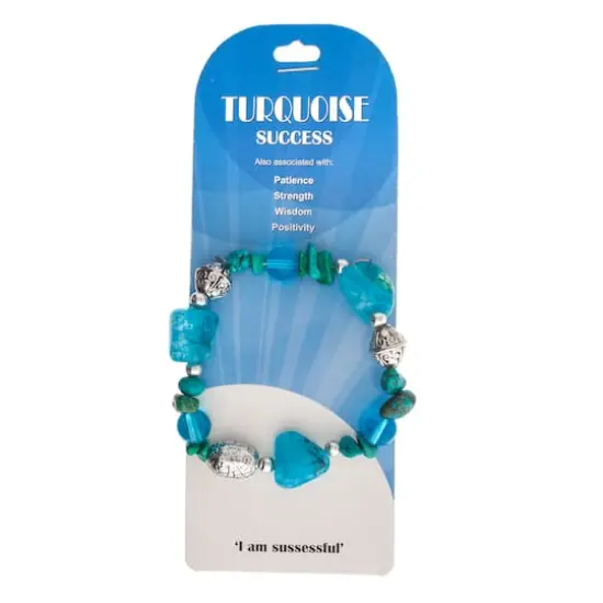 John Bead Green Turquoise & Blue Bead Gemstone Stretch Bracelet {1}