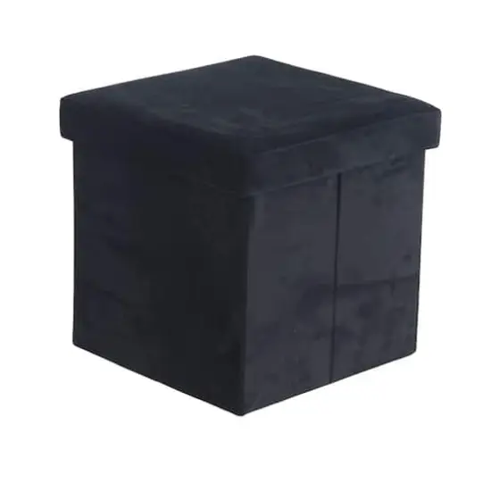 17" Modern Fabric Storage Stool Black {5}
