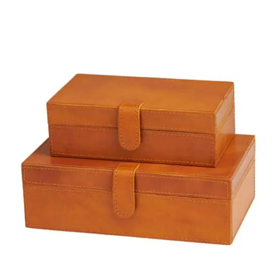 Brown Leather Storage Box Set {1}