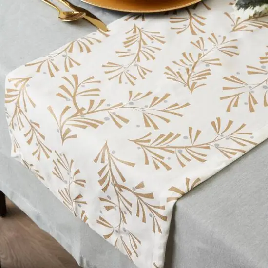 DII&reg; 108" Metallic Holly Leaves Table Runner {11}