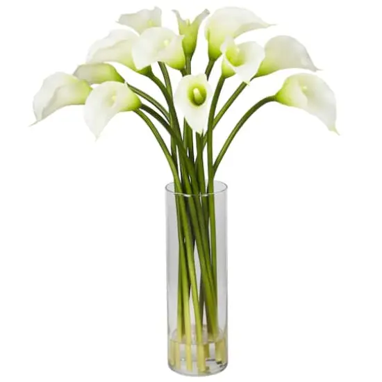 20" Mini Calla Lily Silk Flower Arrangement in Vase {1}