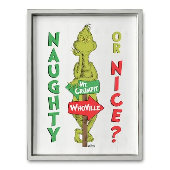 24" The Grinch Naughty or Nice Framed Print White {1}