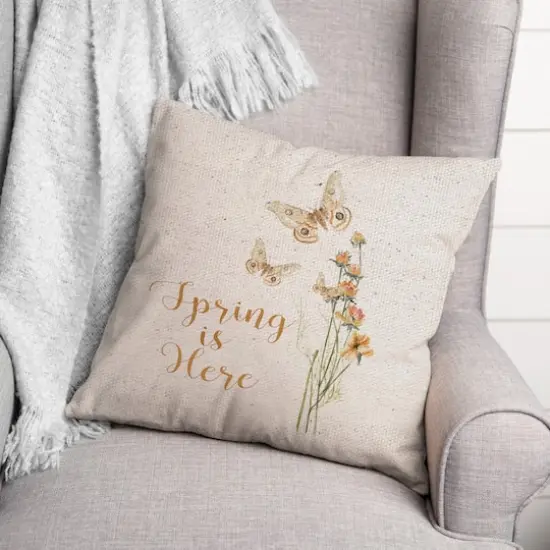 Butterfly Spring Here 18" x 18" Throw Pillow {4}