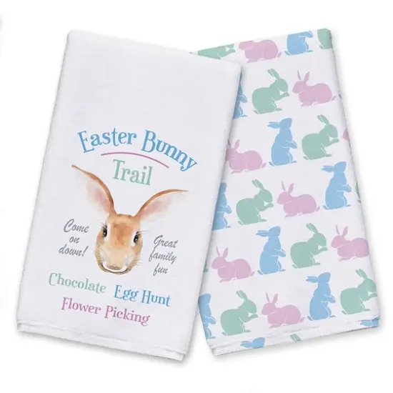 Easter Bunny Trail Tea Towel - Set of 2 {1}