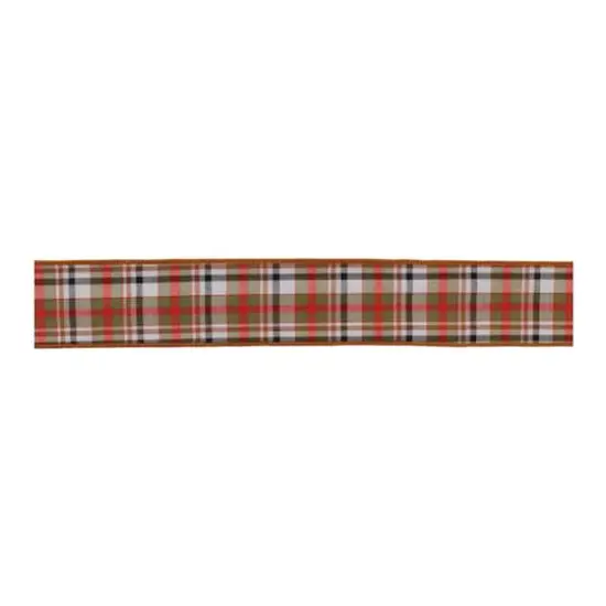 2.5" x 5yd. Burnt Orange Wired Plaid Ribbon, 2ct. {3}
