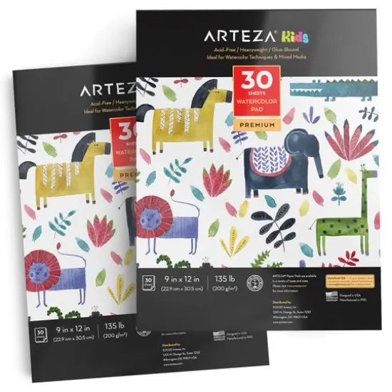 Arteza&reg; Kids 2 Pack Premium Watercolor Paper Pad, 9" x 12" {1}