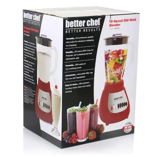 Better Chef Red 50oz. 10-Speed 350-Watt Plastic Jar Blender {9}