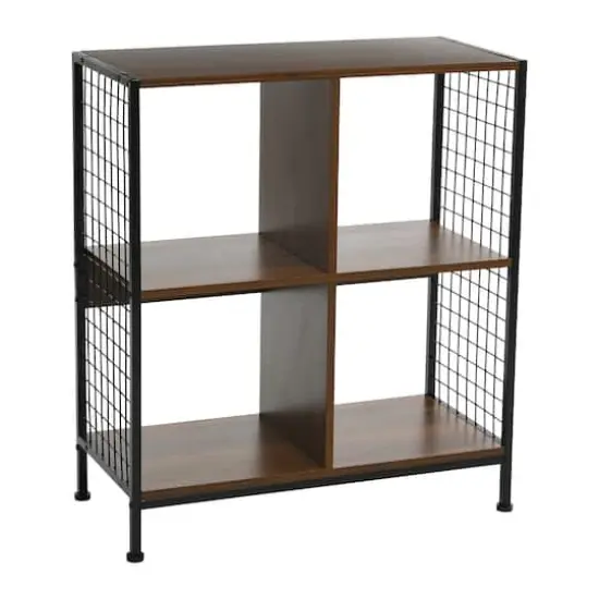 Household Essentials 28" 4-Compartment Trellis Storage Bookshelf Brown {1}