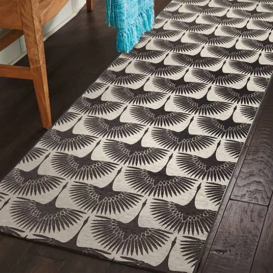 My Magic Carpet Flock Washable Rug Black {3}