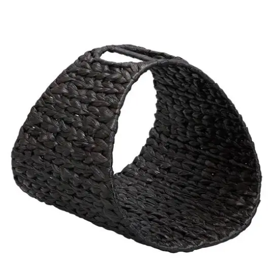 Household Essentials 15.5" Oval Hyacinth Magazine Rack Black {2}