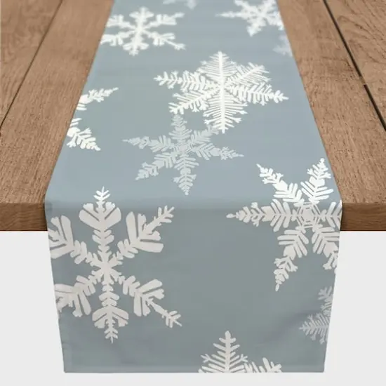 Blue Snowflake Pattern 16" x 90" Cotton Twill Runner {1}