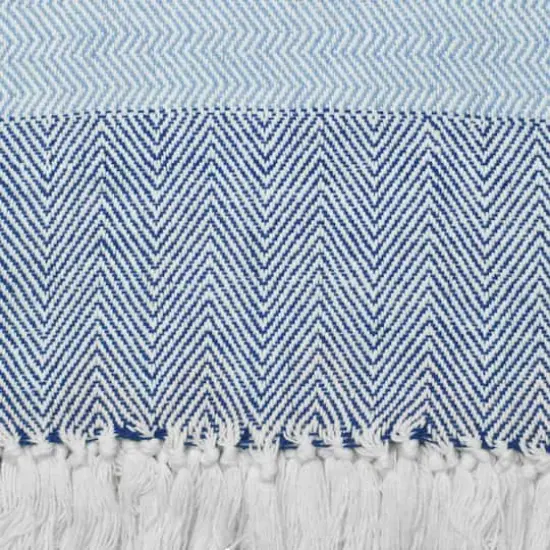 DII&reg; Blue Stripe Herringbone Throw {4}