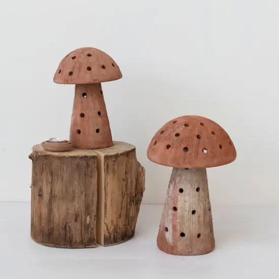 Hello Honey&reg; Handmade Vintage Reproduction Terra Cotta Mushroom Shaped Candle Holder {4}
