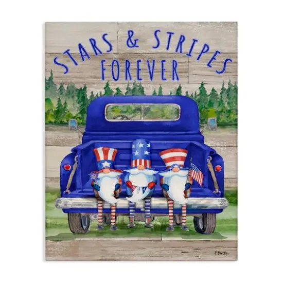 Stupell Industries Stars & Stripes Forever Americana Gnomes Canvas Wall Art {1}