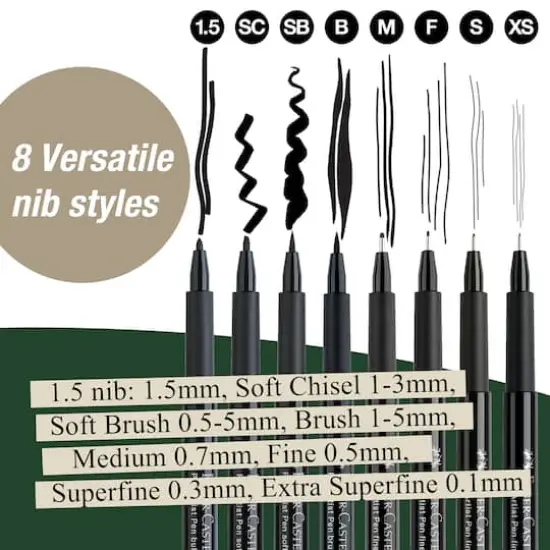 Faber-Castell&reg; PITT&reg; 8 Piece Black Artist Pen Set {4}