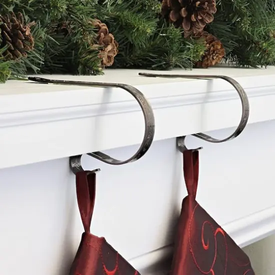 Original MantleClip&reg; Holly Embossed Oil-Rubbed Bronze Stocking Holders, 2ct. {3}