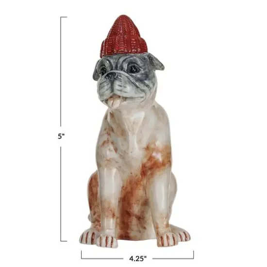 Hello Honey&reg; 5" Hand-Painted Stoneware Bulldog in Hat Vase {4}