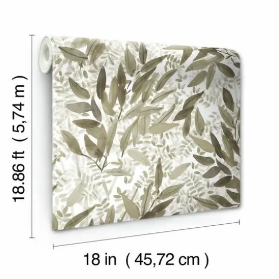 RoomMates Watercolor Leaves Peel & Stick Wallpaper Taupe/White {8}