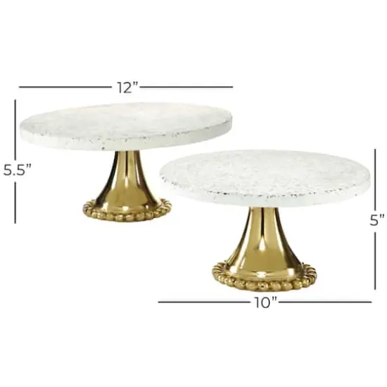 Set of 2 Gold Stoneware Natural Cake Stand, 12", 10" {7}