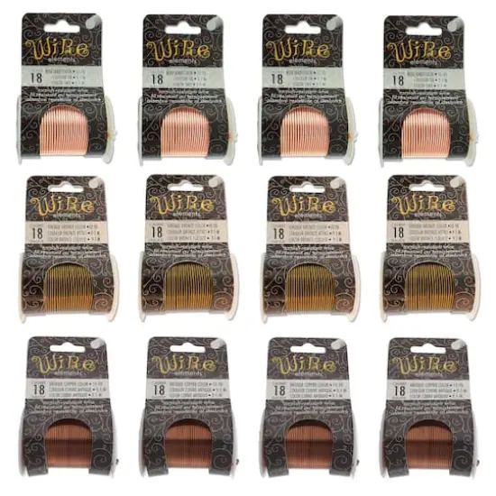 The Beadsmith&reg; Wire Elements&trade; 18 Gauge Tarnish Resistant Medium Temper Antique Copper, Vintage Bronze & Rose Gold Wire, 12ct. {1}