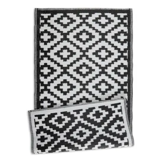 Black and White Mesa Outdoor Floor Runner 3ft. x 6ft. {1}