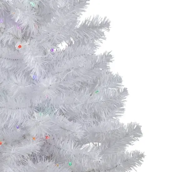 3ft. Pre-Lit Snow White Artificial Christmas Tree, Multicolor LED Lights {4}