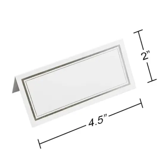 JAM Paper Double Metallic Border Fold-Over Wedding Table Place Cards, 100ct. White with Silver Double Border {5}